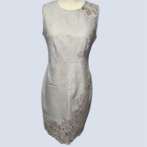 *NWT* Elie Tahari 100% Real Lamb Leather Intricate Laser-Cut Midi-Dress